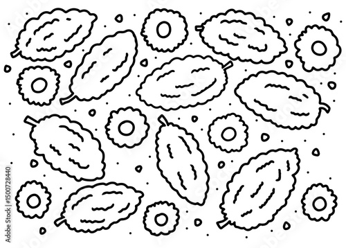 abstract seamless pattern with bitter melon