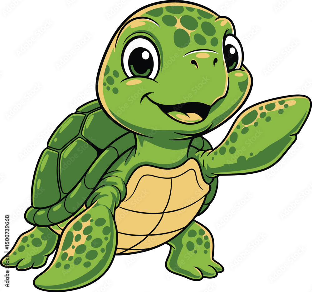 Obraz premium a cute cartoon sea turtle, high quality, 3d, detailed, digital art, vibrant colors, endearing expression, whimsical, adorable, friendly, playful