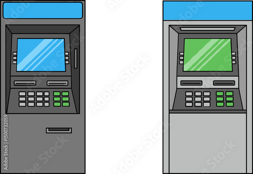 Two different ATM machines with modern design and interfaces  