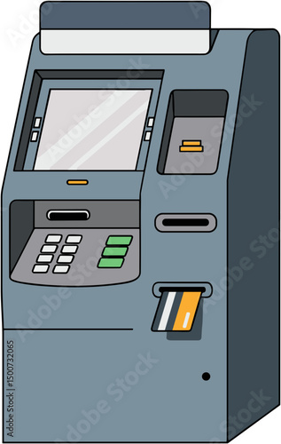 ATM machine with card slot and keypad in a modern design  