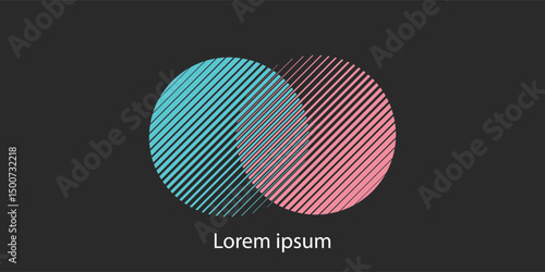 Integration, interaction sign. Round business concept. Interact logo, minimal business icon. Abstract circles