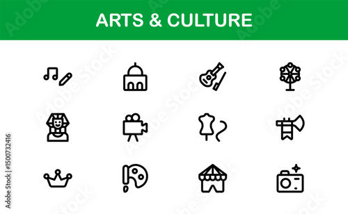 Creative Arts and Culture Icons. Modern Vector Illustrations for Designers and Artists