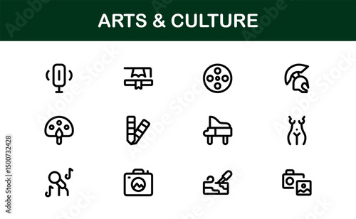 Creative Arts and Culture Icons. Modern Vector Illustrations for Designers and Artists