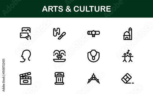 Creative Arts and Culture Icons. Modern Vector Illustrations for Designers and Artists