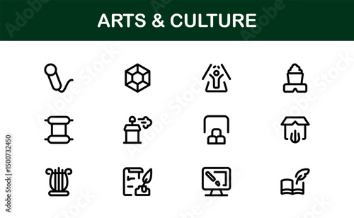 Creative Arts and Culture Icons. Modern Vector Illustrations for Designers and Artists