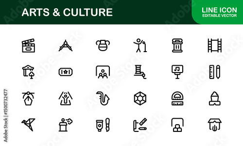 Creative Arts and Culture Icons. Modern Vector Illustrations for Designers and Artists