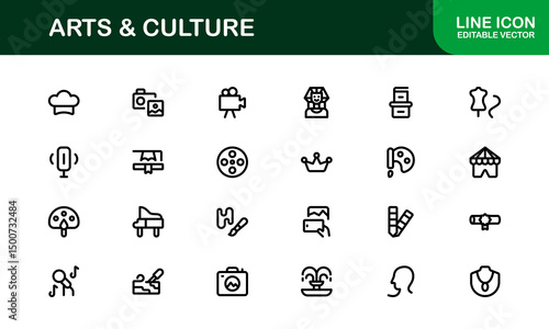 Creative Arts and Culture Icons. Modern Vector Illustrations for Designers and Artists