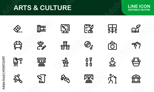 Creative Arts and Culture Icons. Modern Vector Illustrations for Designers and Artists