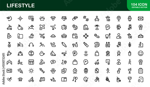 Lifestyle Icon Collection. Clean Line Art for Health, Fitness, Travel, and Personal Growth Themes