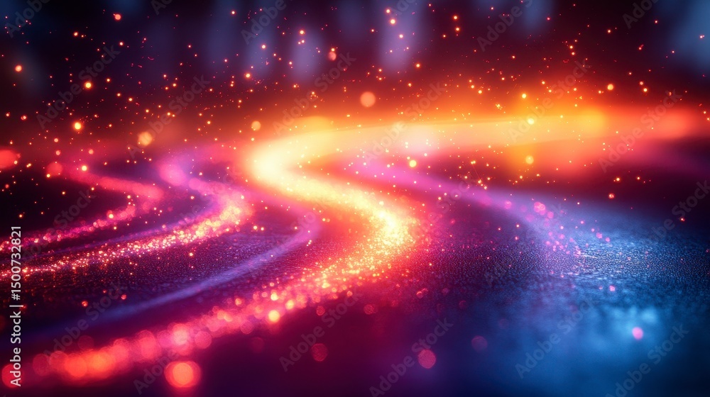 Obraz premium Abstract swirling light with glowing particles creates a warm and dynamic visual effect