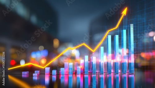 Colorful chart showing financial growth trend.