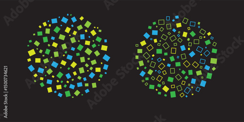 Abstract circle of rectangular background scripts with filler patterns. vector illustration
