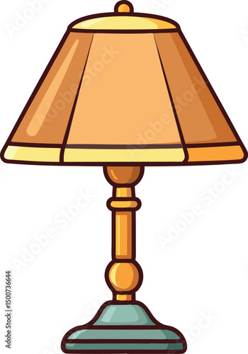Vintage Wooden Table Lamp with Beige Lampshade, Classic Home Decor, Elegant Lighting Fixture, Retro Desk Lamp Illustration