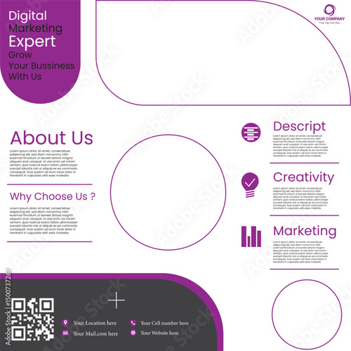 grow your business with us digital marketing agency social media poster design vector templates