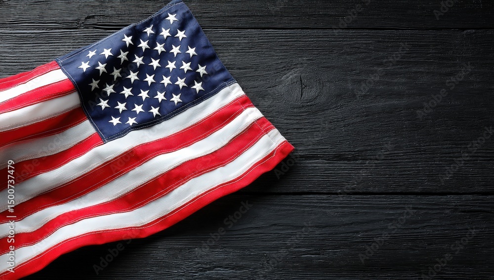 Obraz premium American flag on dark wooden surface.