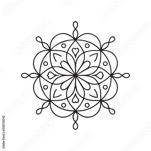 Hand-Drawn Snowflake Mandala Sketch