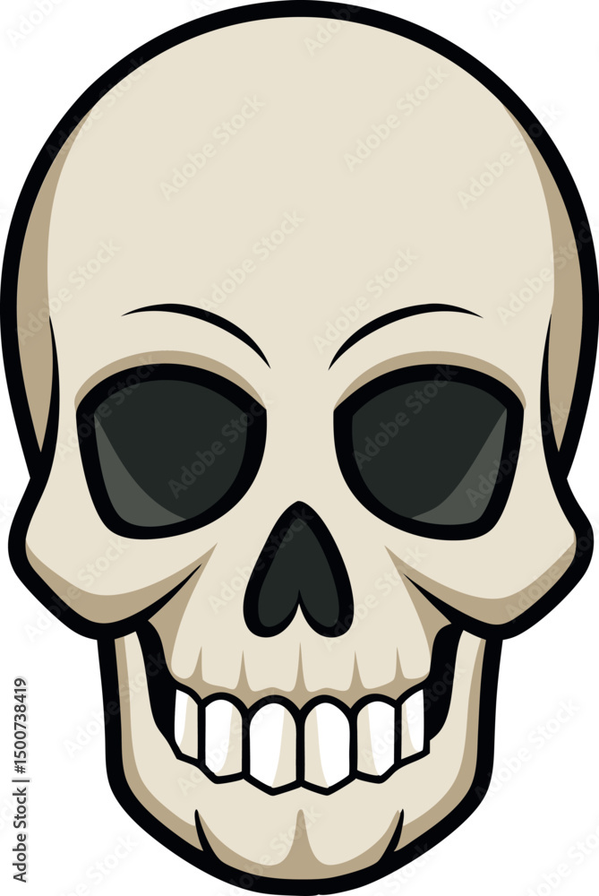 Fototapeta premium Detailed Human Skull Anatomy Illustration: Medical Diagram of Facial Structure, Bone Composition, Healthcare Reference for Education and Science