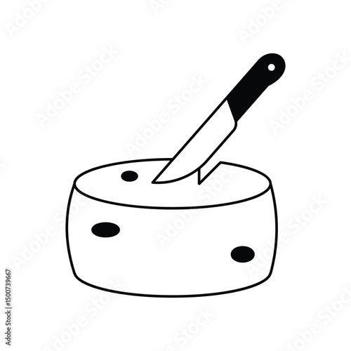 parmesan glyph outline icon with white background vector stock illustration