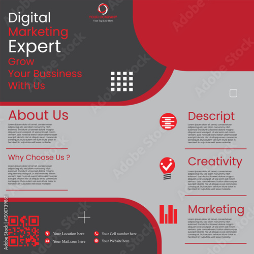 new work digital marketing add grow your business with us social media poster design vector templates