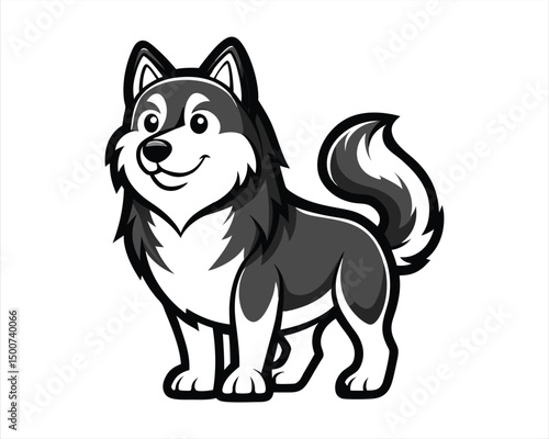 Alaskan Malamute Vector Line Drawing – Strong Arctic Dog Outline for Coloring and Design Use