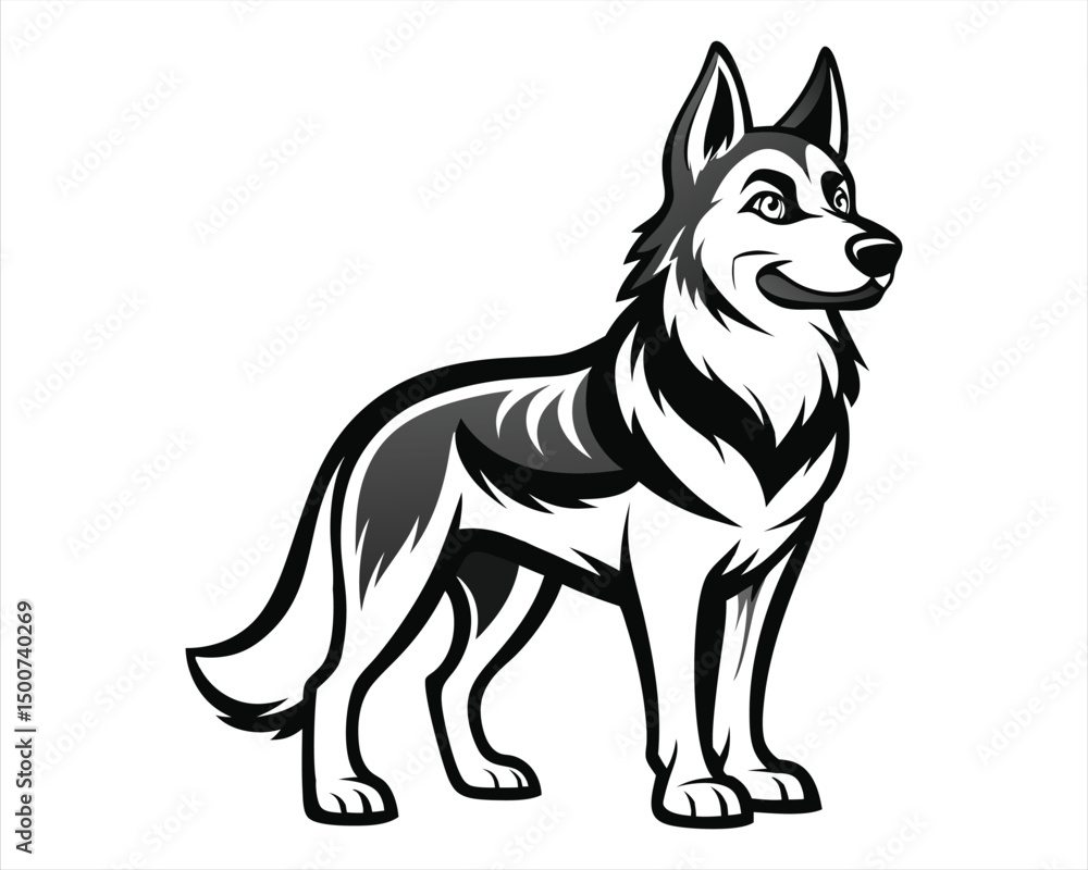 German Shepherd Dog Line Art – Noble Working Dog Vector Illustration for Easy Coloring

