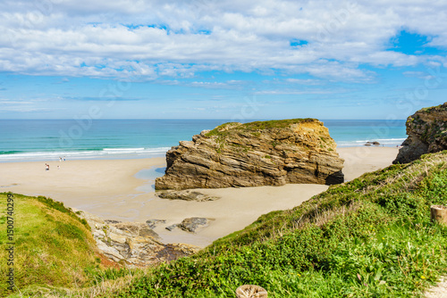 Ocean at low tide. Cathedrals Beach in Galicia Spain.