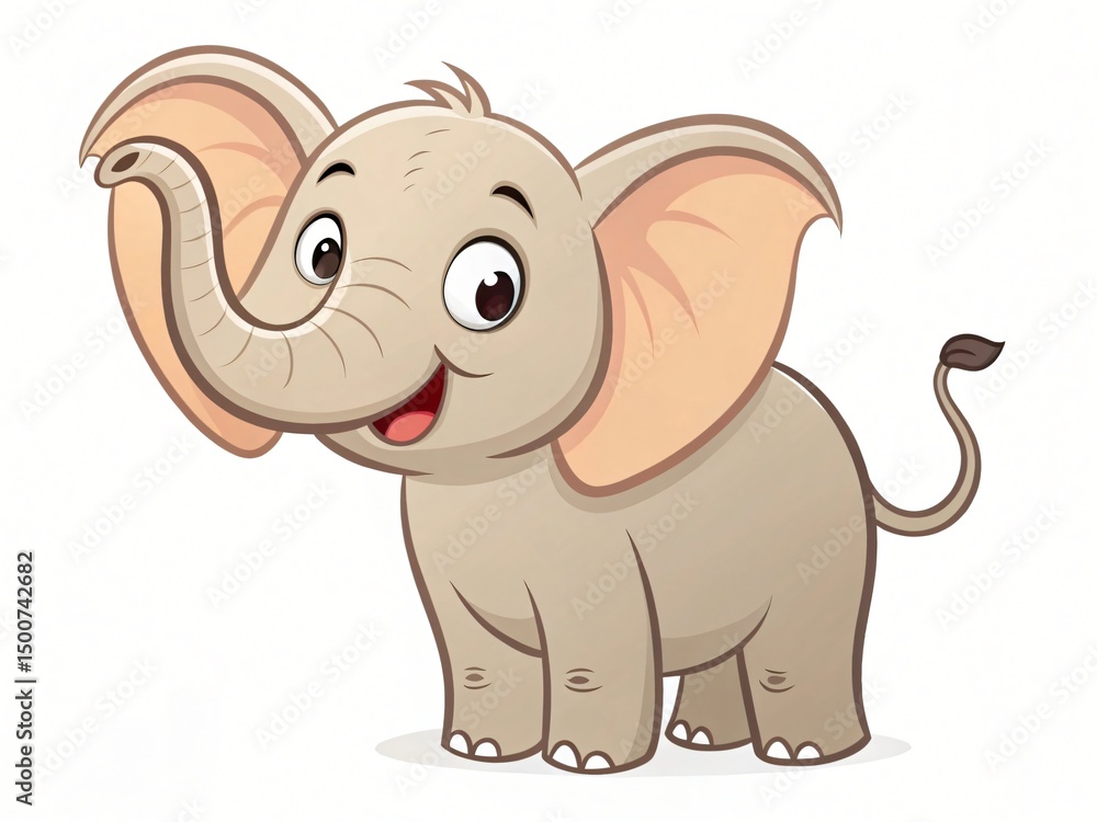 Obraz premium Adorable Cartoon Baby Elephant Illustration Cute Animal Character Design Perfect for Kids Books and