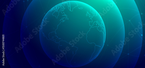 Digital technology speed connect blue green background, cyber nano information, abstract communication, innovation future tech data, internet network connection, Ai big data, line dot illustration 3d