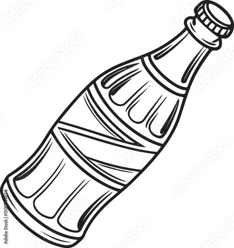 Vintage Soda Bottle Line Art Illustration
