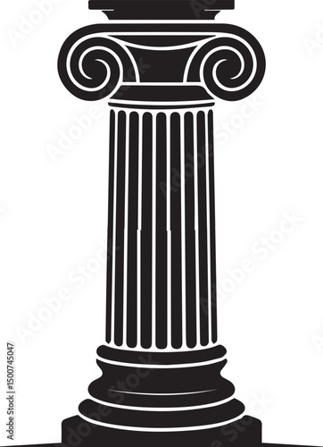 Ancient Column Silhouette Vector | Historic Black Vector Art Illustration for Architecture