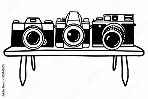 set of retro cameras