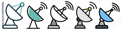 Set of Satellite Dish Vector Icons. Simple Satellite Dish Illustration bundle for Technology Designs

