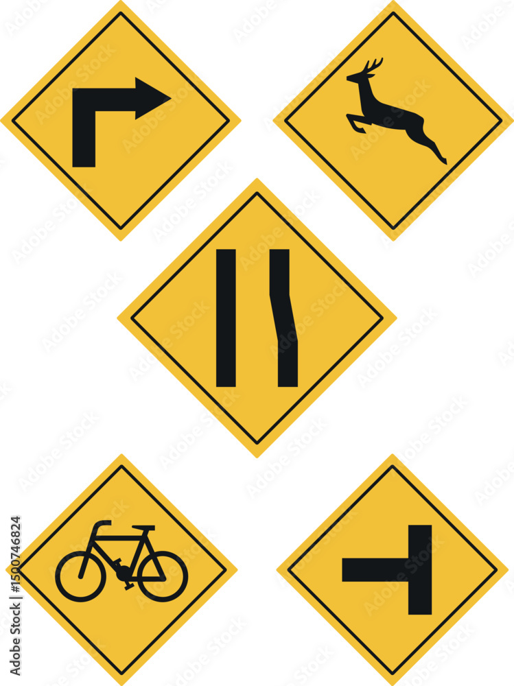 yellow road signs isloated on a white background yellow road signs isloated on a white background