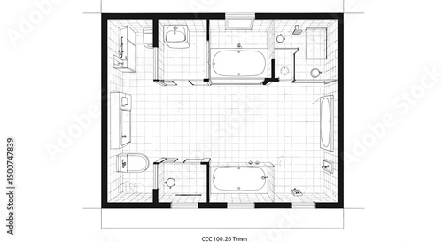 Bathroom floor plan design blueprint
