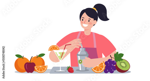 Woman making healthy cocktail