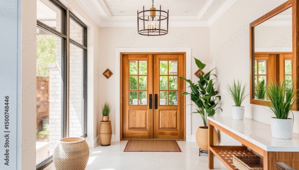 Fototapeta premium entryway decorated with bamboo and clean surfaces