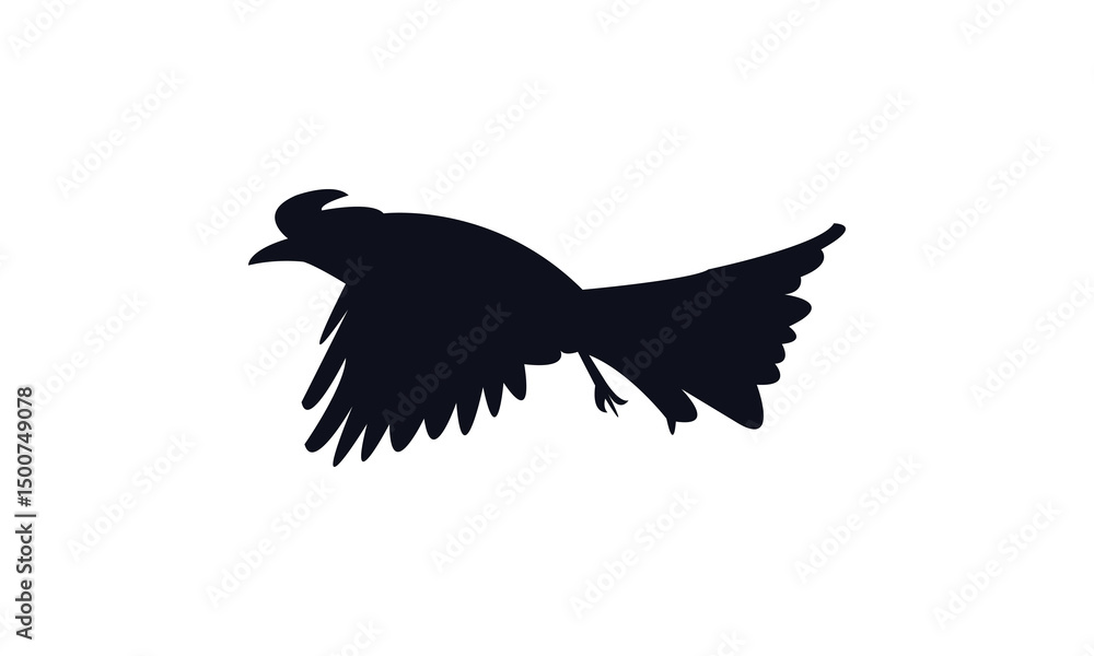Fototapeta premium Aldabra drongo bird Silhouette Design And Vector Illustration. 
