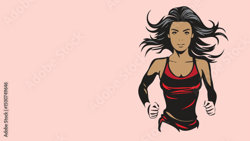 A female runner isolated on pastel background, health and event concept white copy space