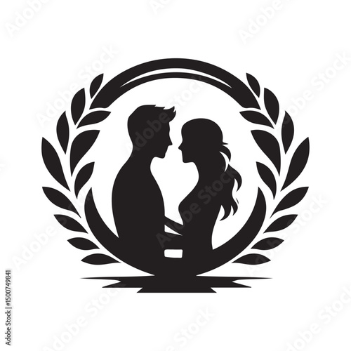 couple vector silhouette clip art logo illustration. Dating, Wedding, and Romantic Scenes. Romantic Couples Silhouette Set for Wedding Invitations & Love Themes.