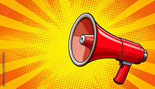 Wallpaper Mural Cartoon red megaphone with a place for text. Vintage pop art vector illustration Torontodigital.ca