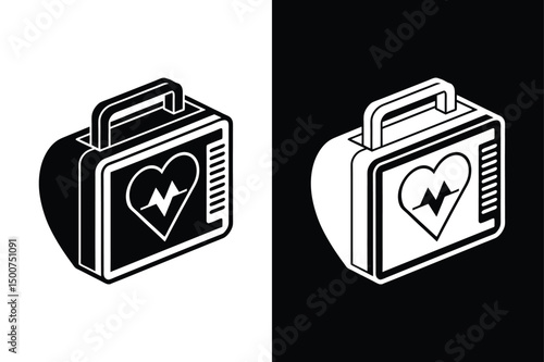 Silhouette Defibrillator Icon. Simple Vector for Healthcare Graphics