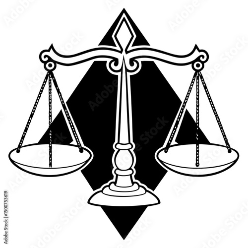 Golden scales of justice icon representing legal balance and equality in court