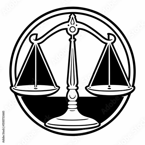 Gold scales of justice symbol isolated, representing legal balance and law