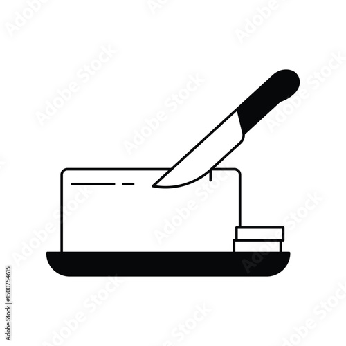 butter glyph outline icon with white background vector stock illustration