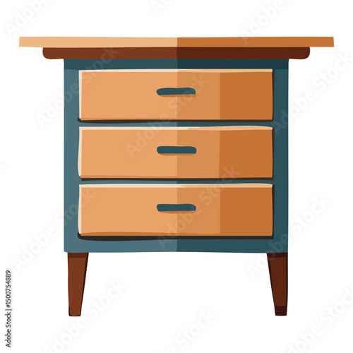 sleek wooden chest of drawers illustration