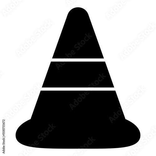 solid black traffic cone shape with thick horizontal bands.