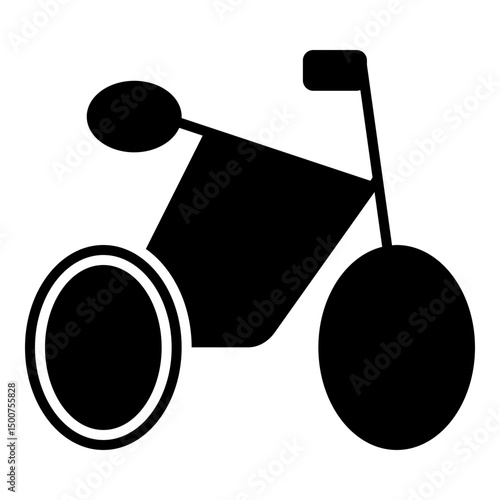 Complete shape of a bicycle, showing its frame, wheels, and handlebars as a single, filled unit, denoting cycling or personal mobility.