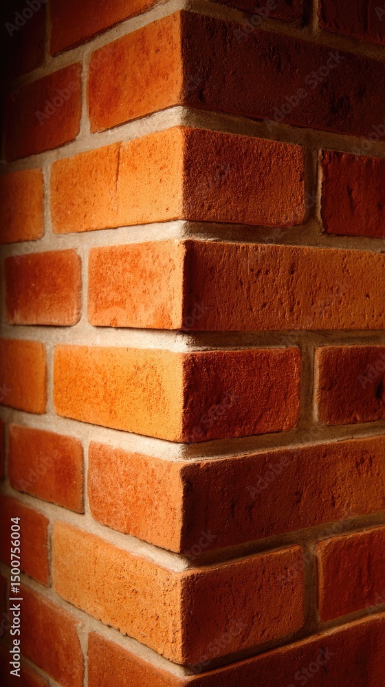Obraz premium Warm Bricks Converge at Right Angle Intersection