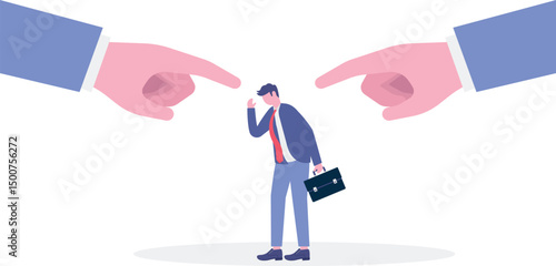 Fear of failure, loser afraid of business mistake, anxiety or stressed from work pressure,

