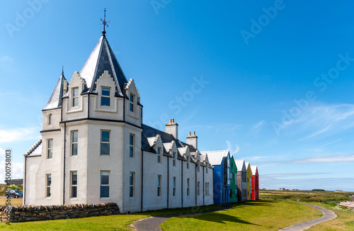 Row of buildings at John o' Groats at the far north east tip of Scotland - UK